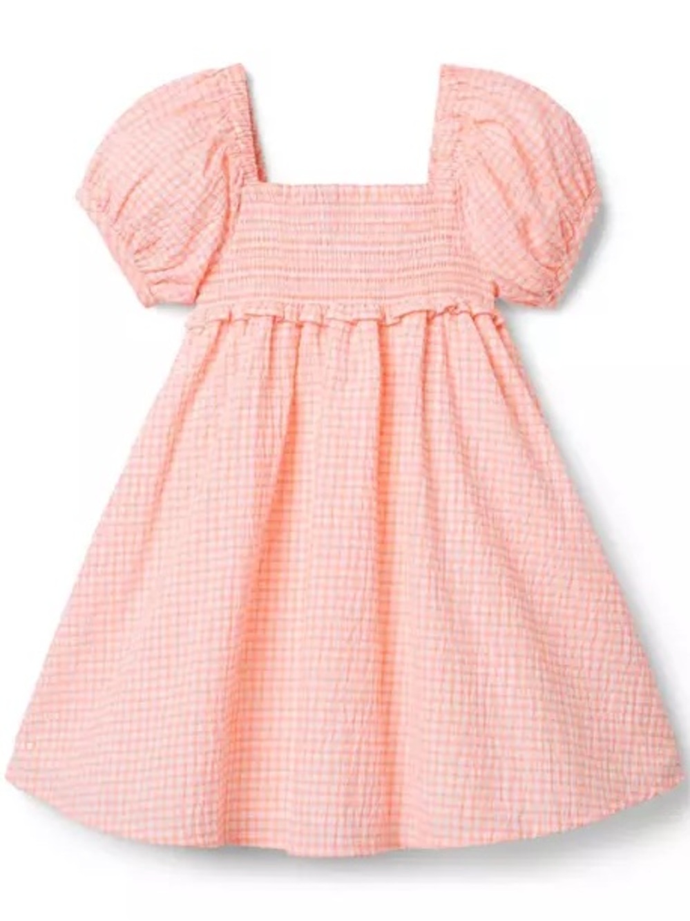 Janie & Jack Girls' Pink Smocked Puff-Sleeve Dress